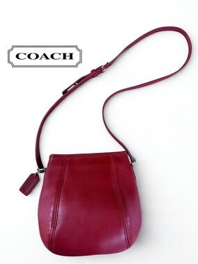 RARE Vtg COACH Red Leather Clamshell Bella Pouch Crossbody 9990 | Made in USA